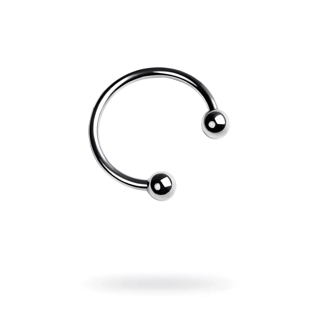 Shiny silver curved metal barbell with spherical ends metal silver metal 30mm penis erection ring