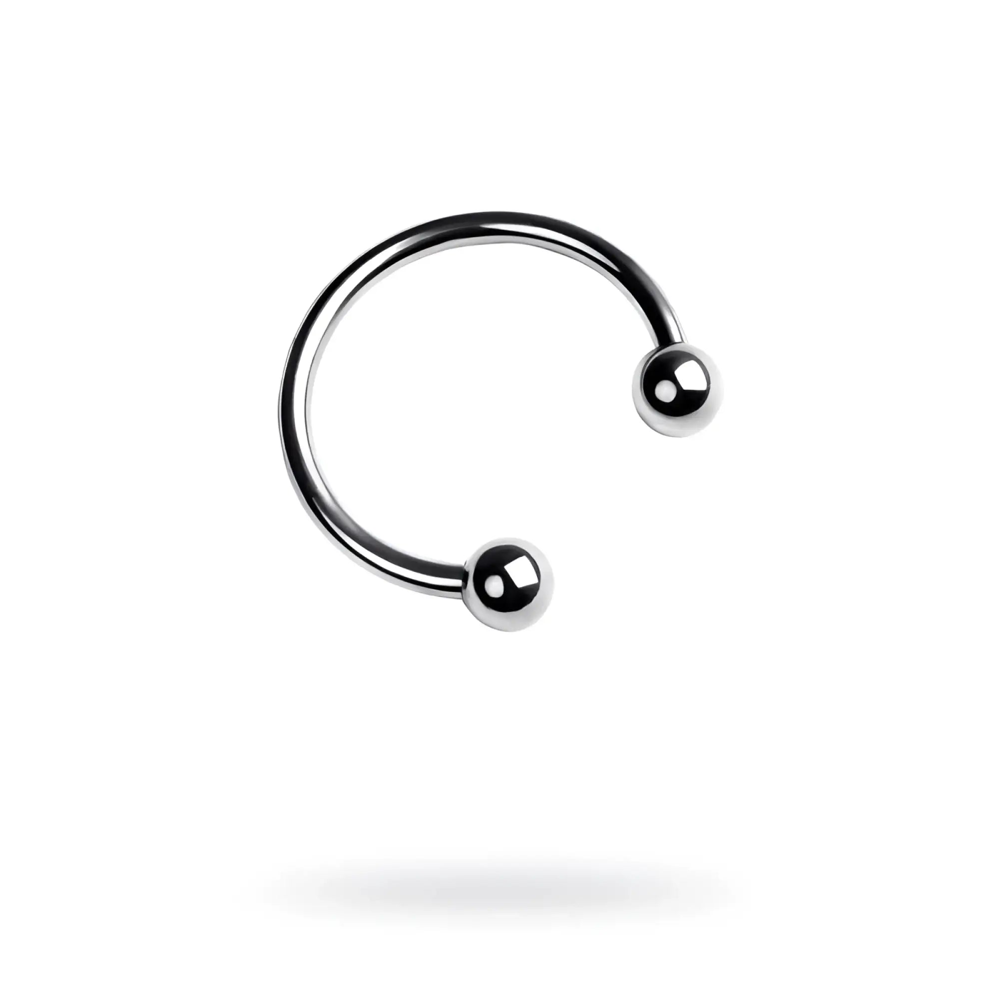Shiny silver curved metal barbell with spherical ends metal silver metal 30mm penis erection ring