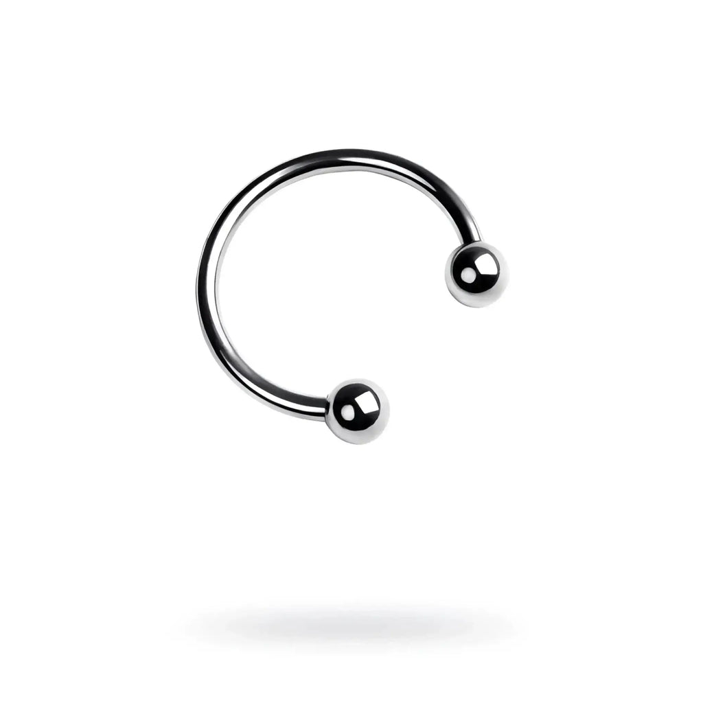Shiny silver curved metal barbell with spherical ends metal silver metal 30mm penis erection ring