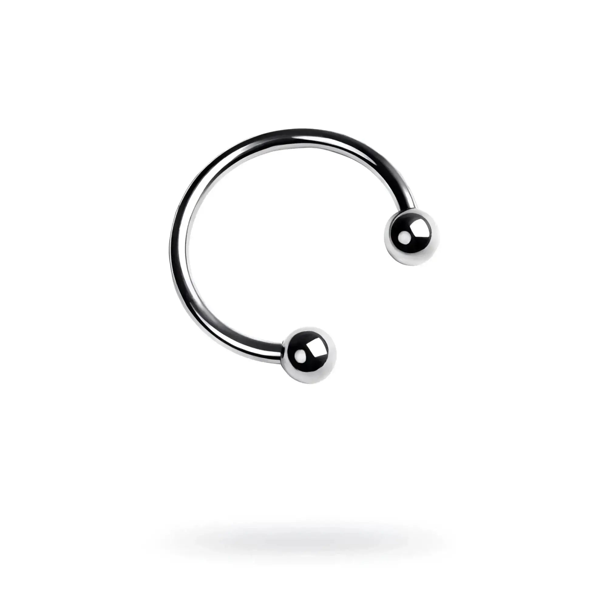 Shiny silver curved metal barbell with spherical ends metal silver metal 30mm penis erection ring