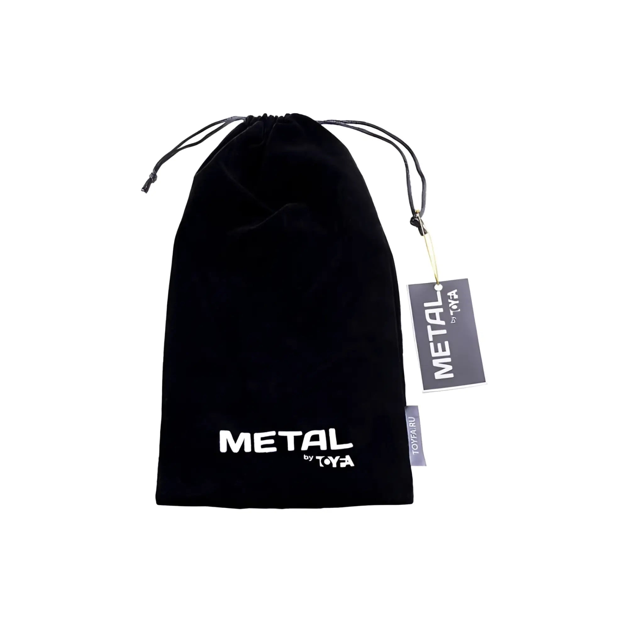 Black velvet drawstring pouch with white metal by toya branding for metal silver metal anal hook with ball