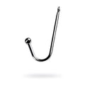 Shiny chrome metal anal hook with u-shaped design ball end and eyelet attachment in silver metal finish
