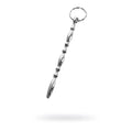 Metal silver metal beaded urethral plug with ring featuring a sleek metallic design of oval and spherical segments