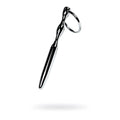Shiny chrome-plated metal silver bullet shaped urethral plug with twisted handle and ring keychain accessory
