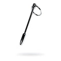 Shiny chrome-plated metal silver urethral plug with ring featuring sleek elongated design and rounded tip