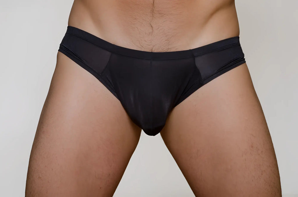 Black mesh metro bunz low-rise boxer briefs with smooth form-fitting design for comfortable wear