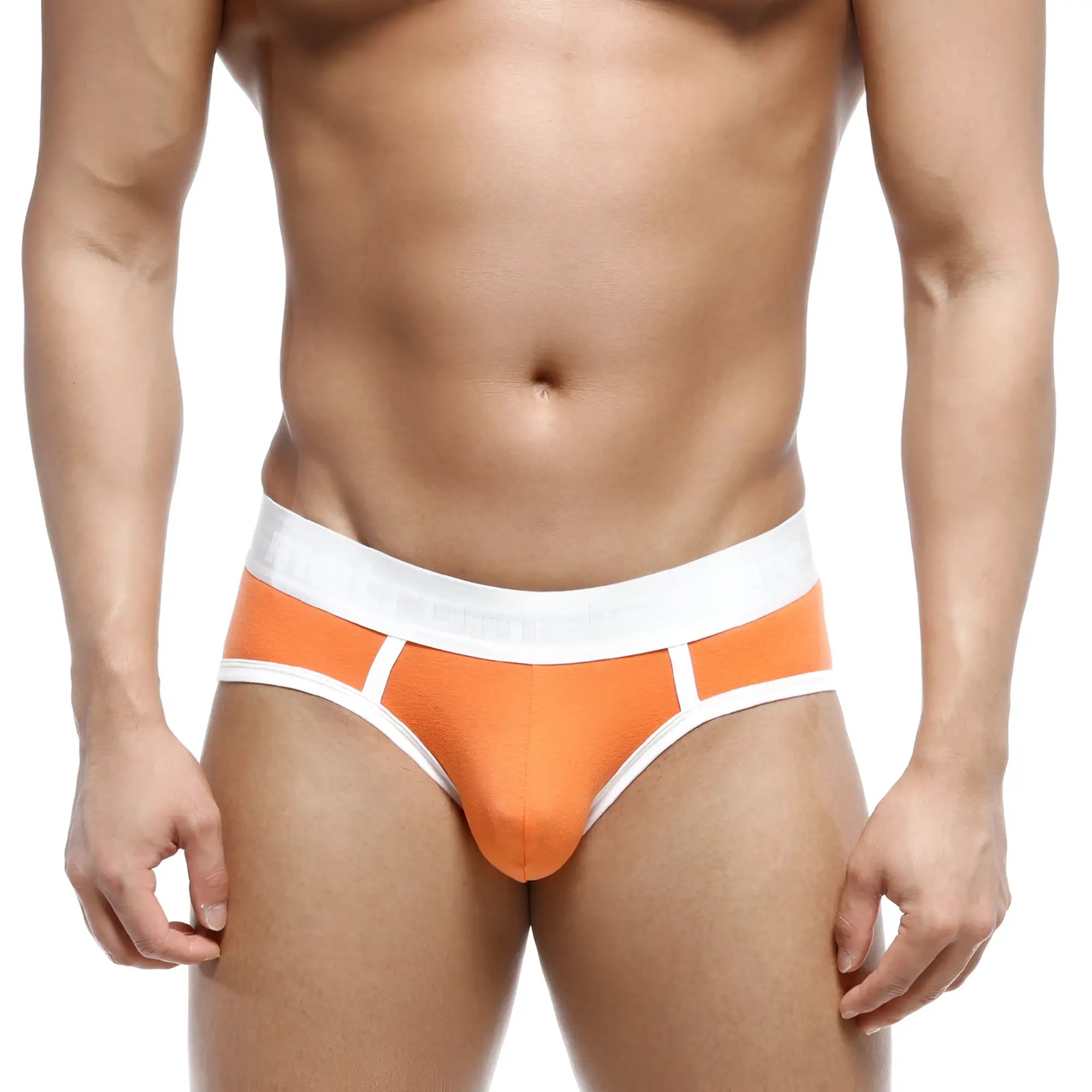 MetroMaleWear 365 hip brief orange 9003-14 in orange and white with snug fit and reinforced waistband