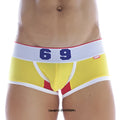 MetroMaleWear 69ers boxer yellow 7014-15 yellow and red athletic briefs with white waistband and blue number 69