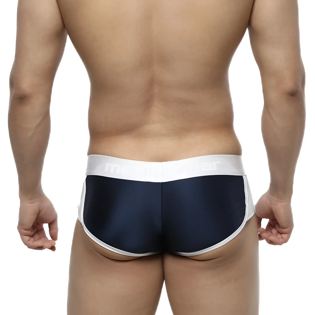 Navy blue and white MetroMaleWear Active Boxer 3327-28 athletic briefs with a sleek, form-fitting design