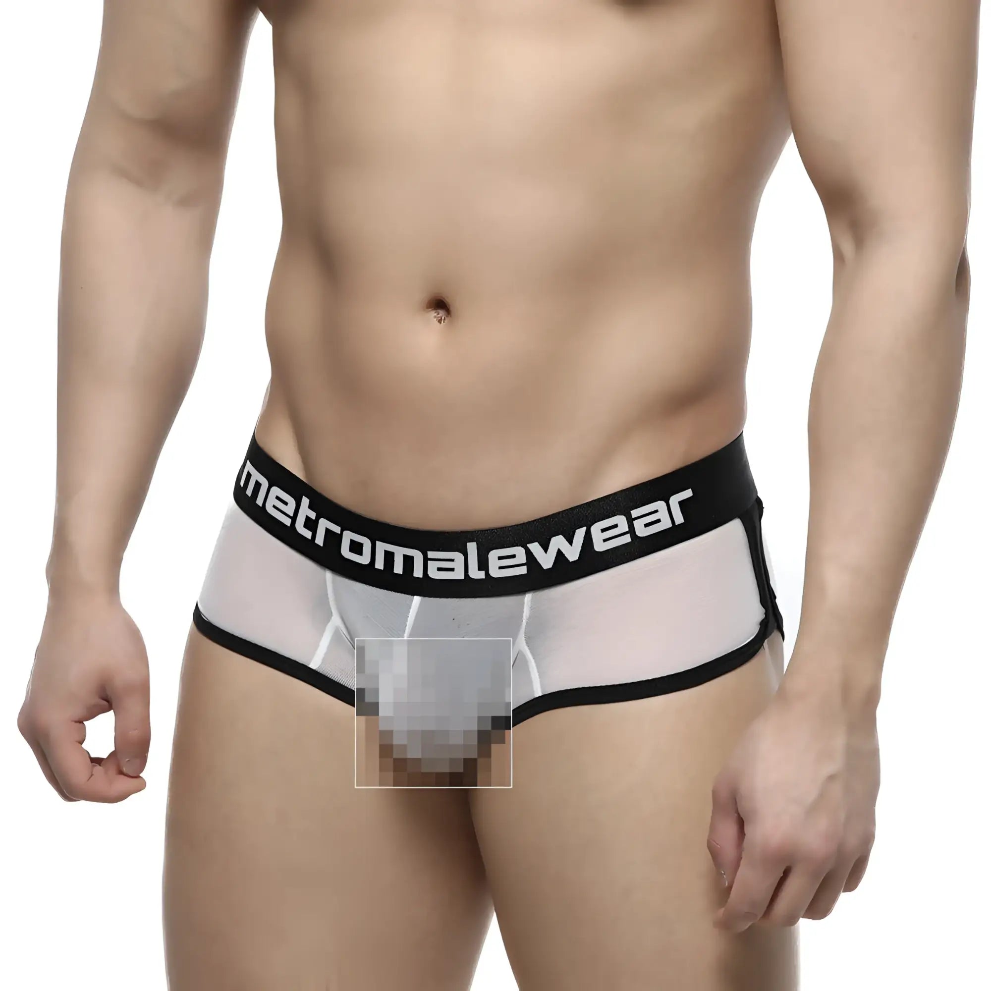 Black and transparent mesh briefs with metromalewear branded waistband for active wear metro malewear active boxer white mesh 3327-71
