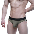 Olive green ribbed briefs with black elastic waistband metro male wear air brief khaki 3803-26 front view