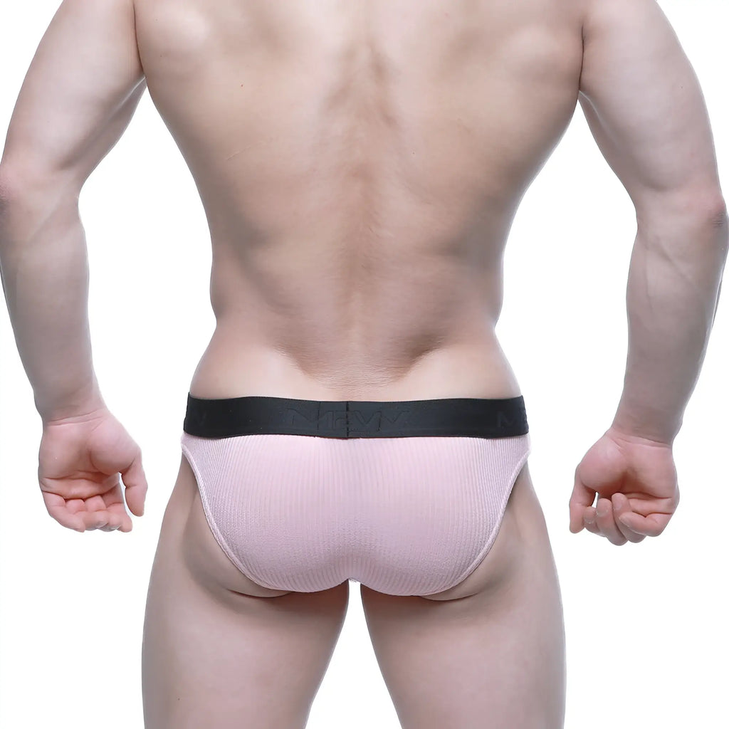 Pink metro malewear air brief 3803-02 ribbed cotton fabric with black elastic waistband for comfortable wear