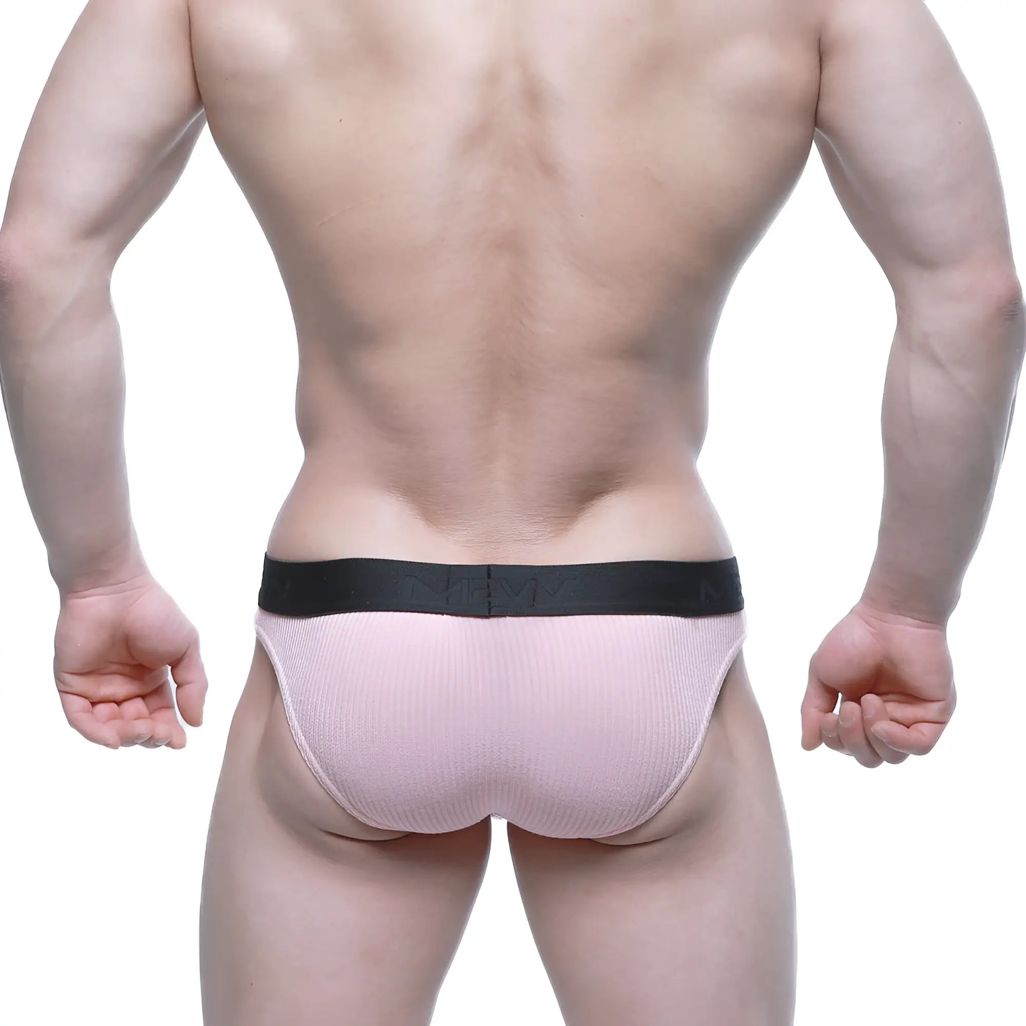 Pink metro malewear air brief 3803-02 ribbed cotton fabric with black elastic waistband for comfortable wear