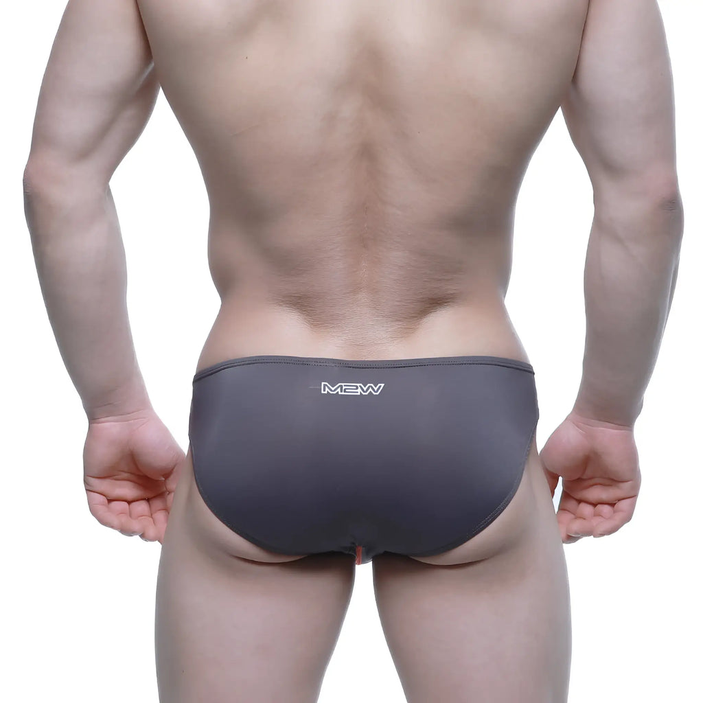 Dark gray mew brand briefs with sleek form-fitting design from metromalewear alegria bikini charcoal 5233-11 collection