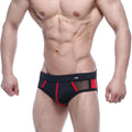 MetroMaleWear Alonzo swim brief red features black and red mesh-trimmed athletic design for swimming