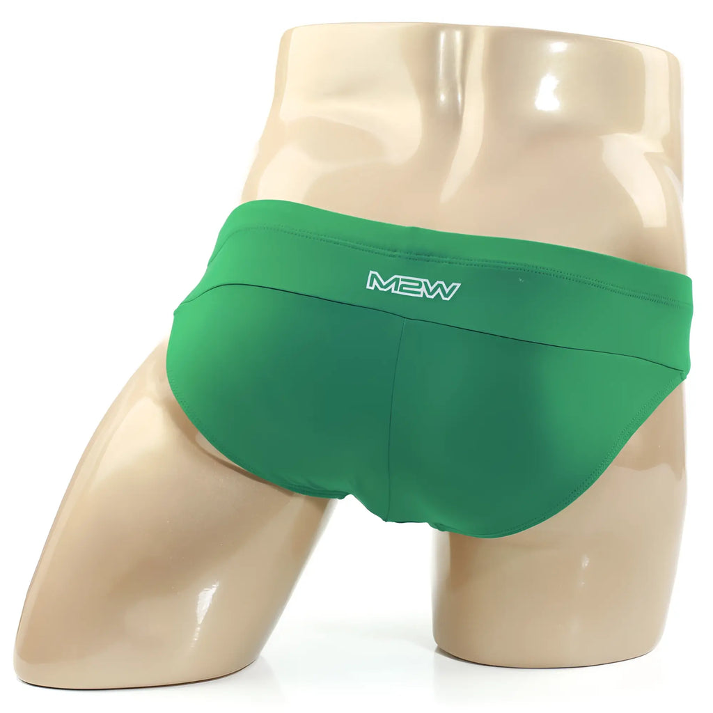 Green mew brand briefs on a mannequin from metromalewear aluche bikini green 5043-17 with soft fabric