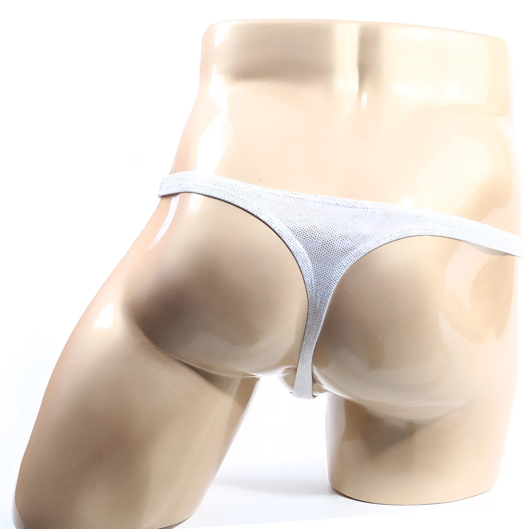 Light gray mesh thong with thin seamless design from MetroMaleWear Alucinacion Thong 2302-M89 product line