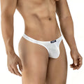 White mesh thong with black brand tag at waistband from MetroMaleWear Alucinacion Thong 2302-M89 collection