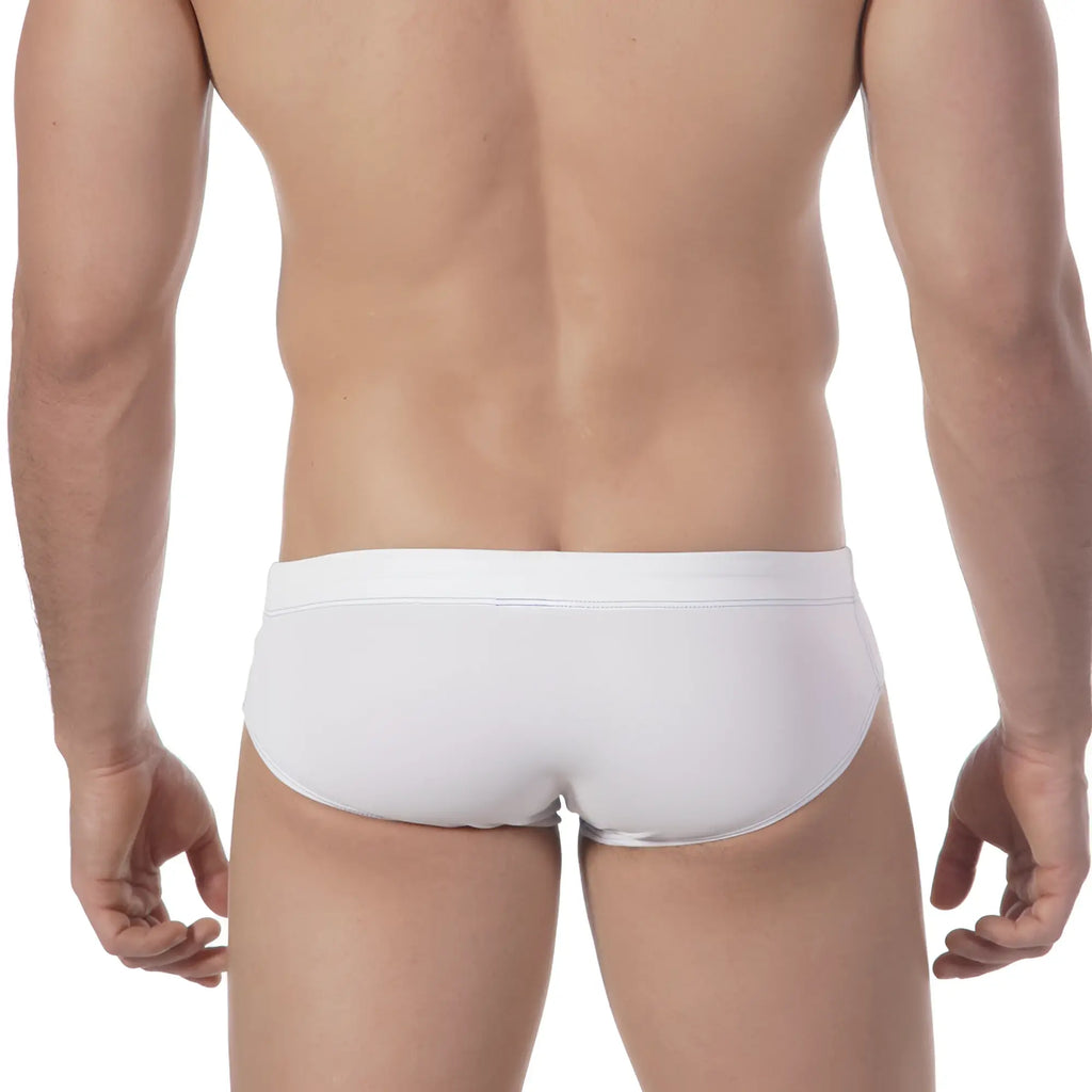 White briefs metro male wear aqua white swim brief 4917-00 with smooth form-fitting design and elastic waistband