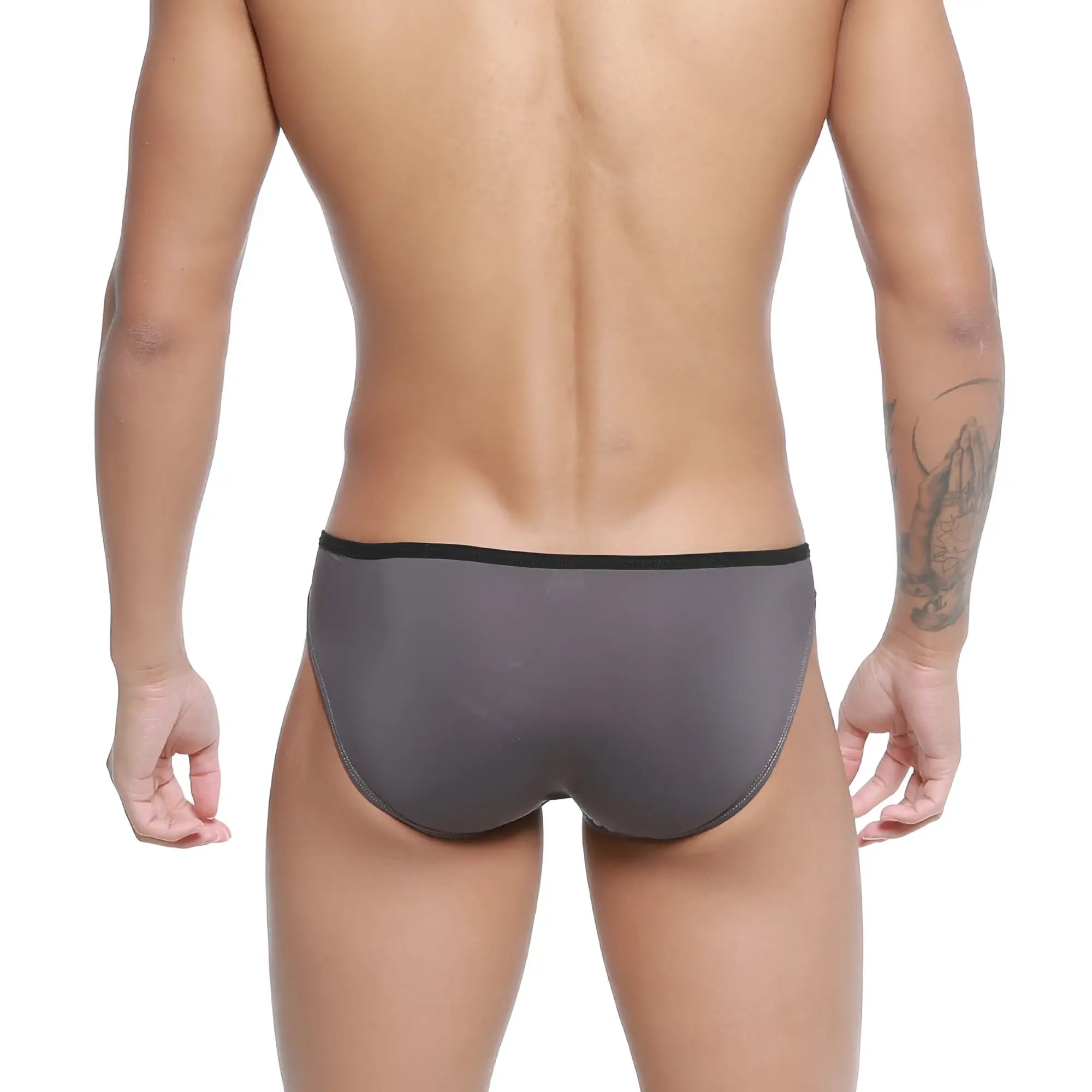 Gray briefs with black elastic waistband from metromalewear arc bikini charcoal 2206-11 in comfortable fabric