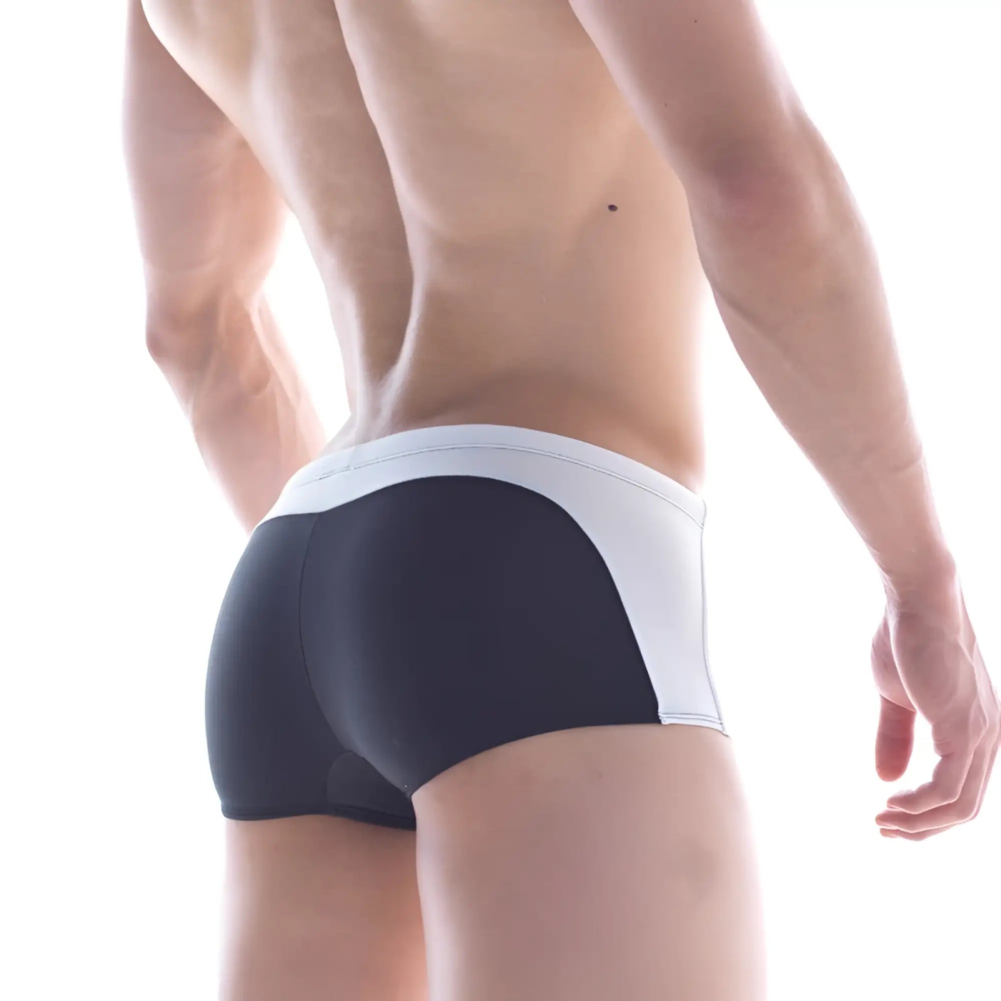 Black and white metro male wear arc swim boxer 4925-20 with sleek form-fitting design for athletic use