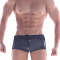 Dark navy metroMalewear arc swim boxer with sleek modern design and white logo on the side