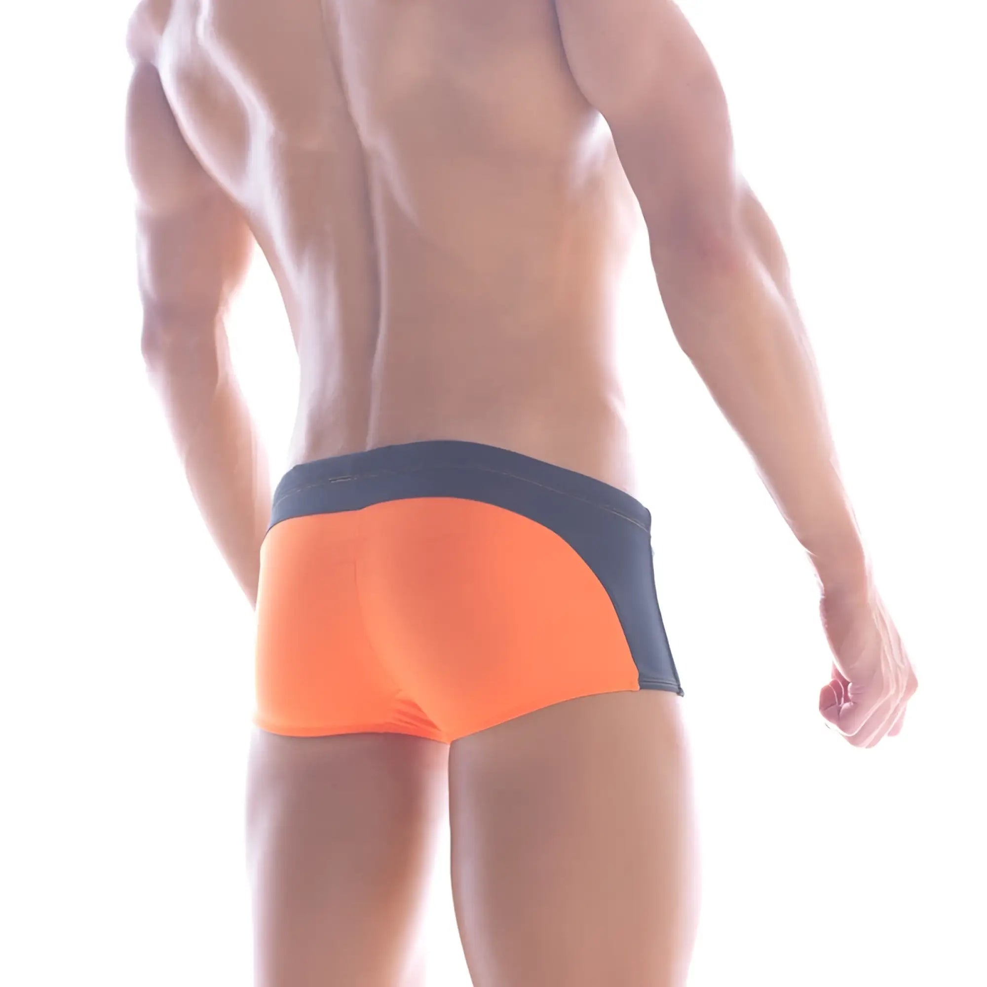 MetroMaleWear Arc swim boxer orange 4925-14 in bright orange and navy blue with a sleek modern design