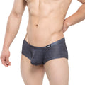 Dark gray hexagonal-patterned men’s briefs with branded waistband label metro malewear armour trunk 2125-43