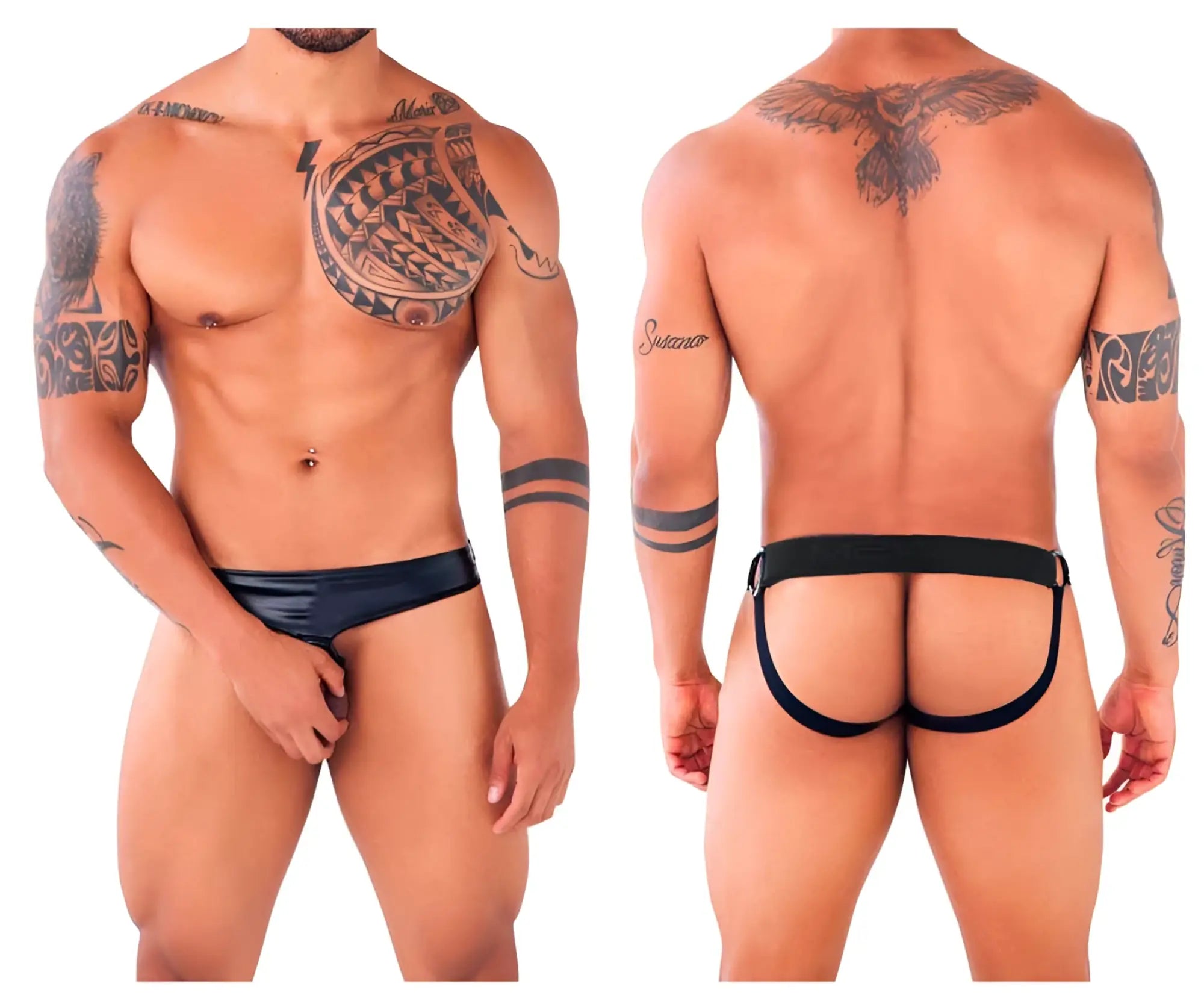 MetroMaleWear Asunto jock strap black shiny latex briefs with sleek form-fitting design for stylish comfort