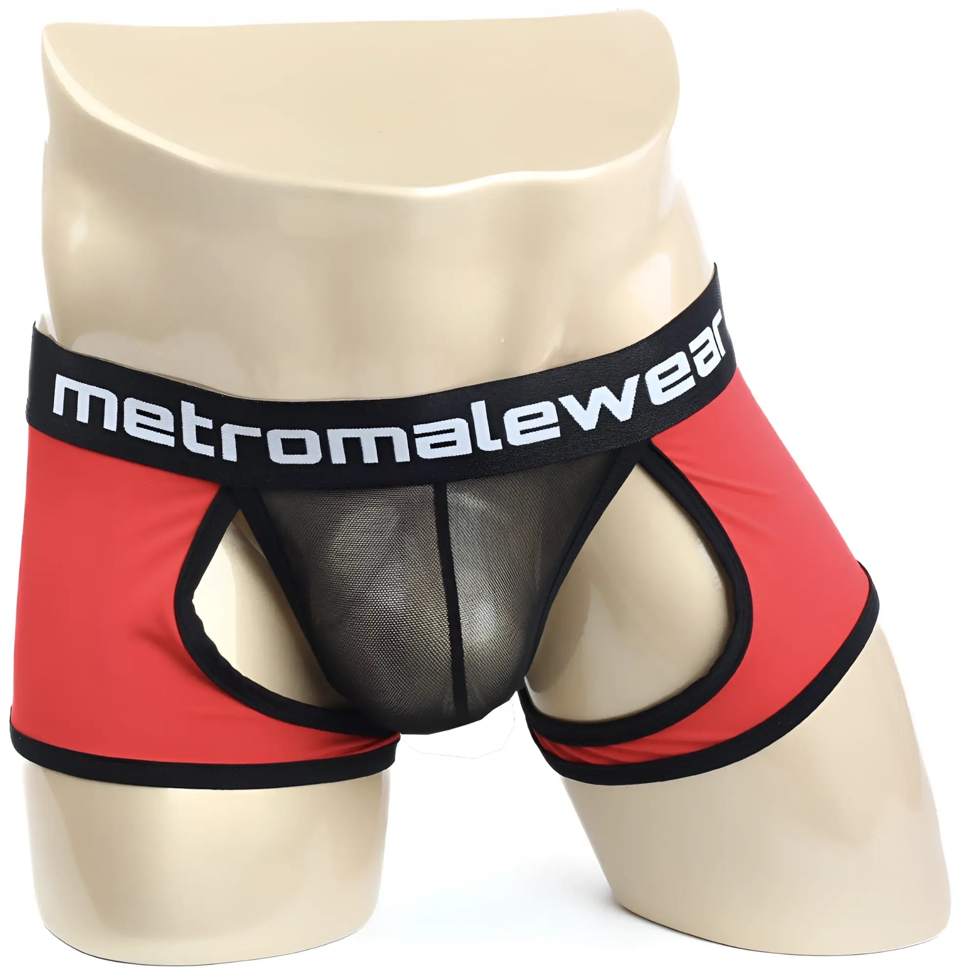 Red and black mesh briefs metro malewear atopec trunk red 7023-12 with metromalewear waistband