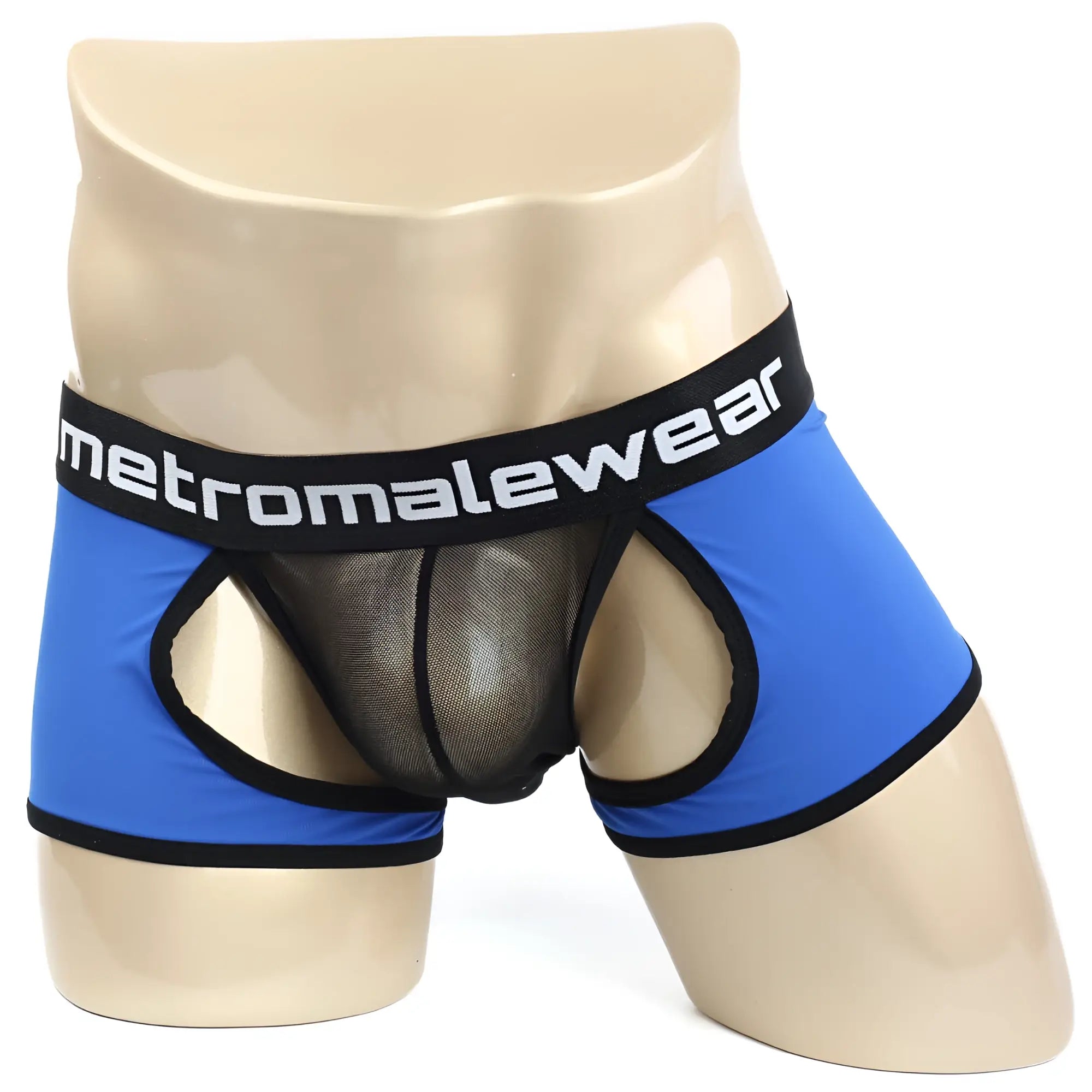 Blue and black mesh MetroMaleWear Atope Trunk Royal 7023-18 briefs with logo waistband for breathable support