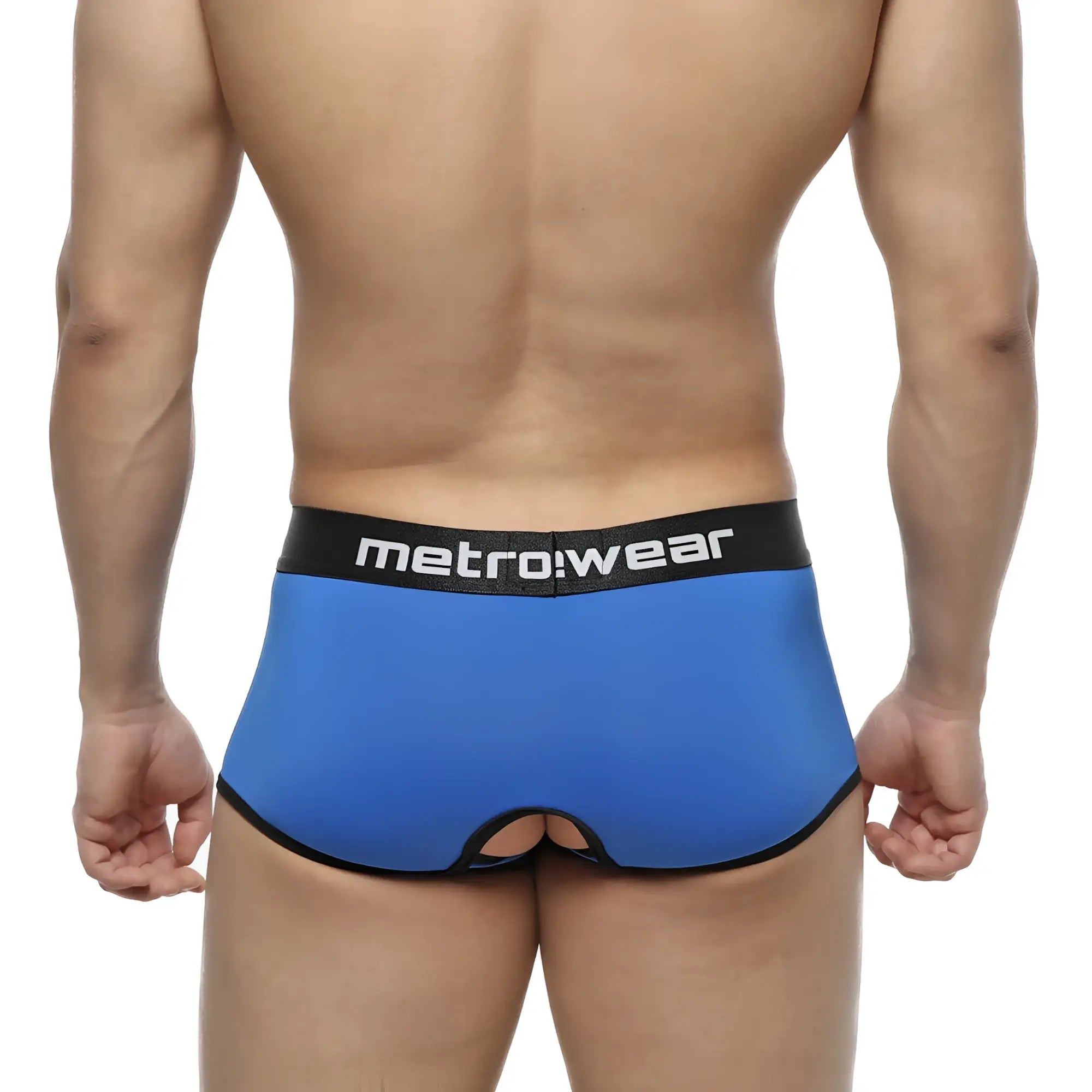 Metro male wear atopec trunk royal 7023-18 blue men’s briefs with black trim and central cutout in soft fabric