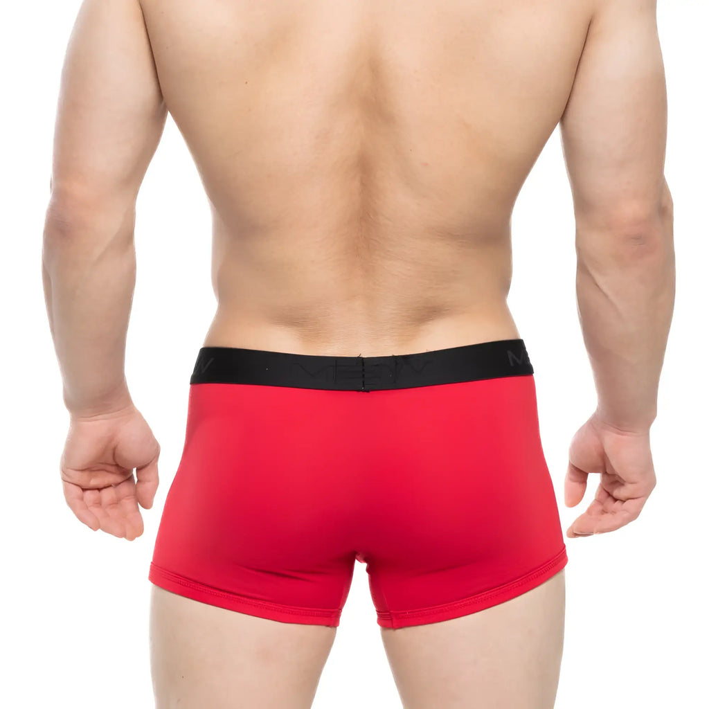Red mens boxer briefs with black elastic waistband metro male wear avalon boxer brief red 3034-12