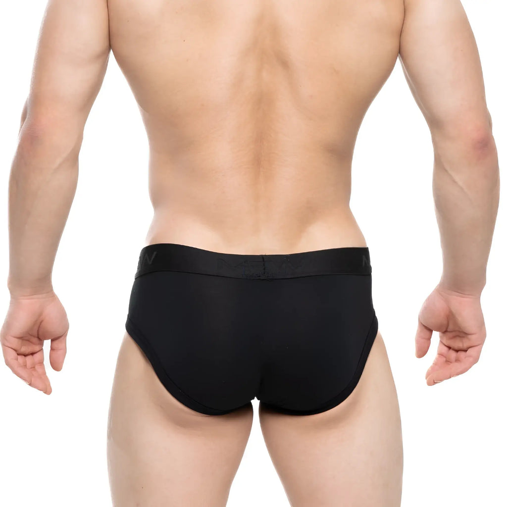 MetroMaleWear Avalon brief black smooth form-fitting fabric with subtle logo on waistband for comfortable everyday wear