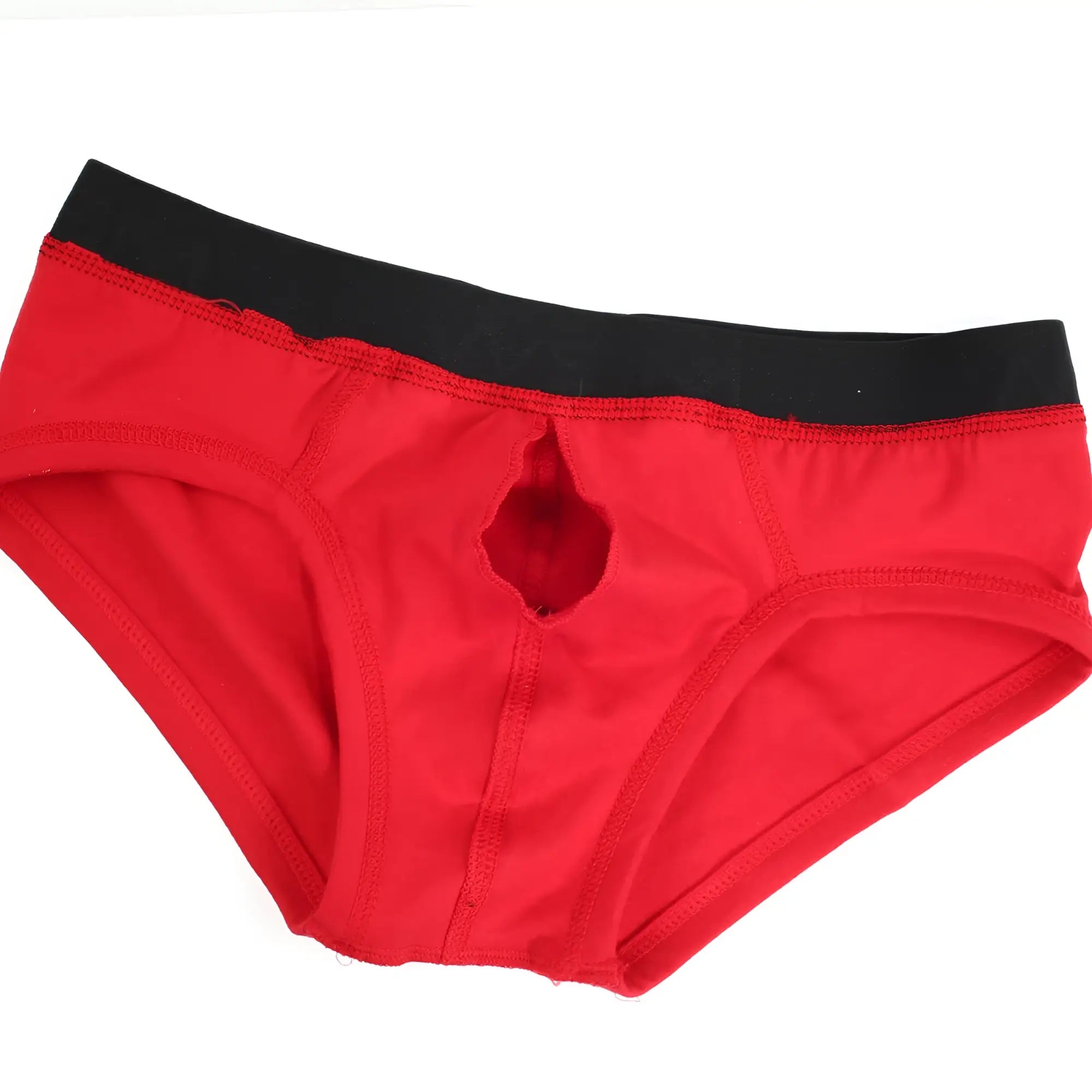 MetroMaleWear Avalon brief red mens underwear with a black waistband and a central cutout for comfort and style