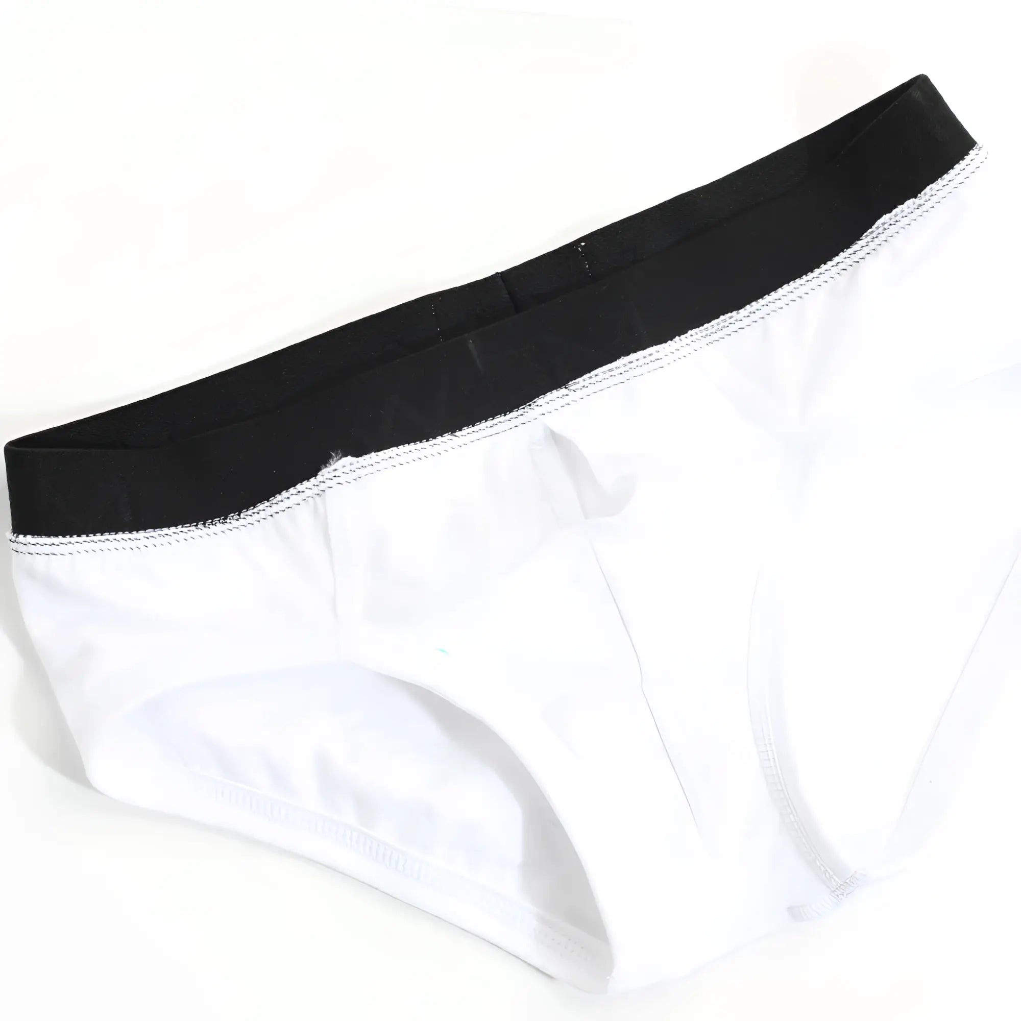 White briefs with black elastic waistband metro male wear avalon brief white 3036 00 front view