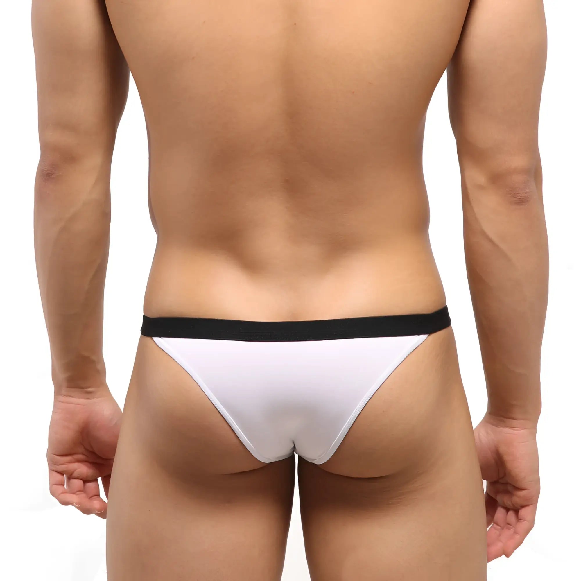 White thong with black waistband from metromalewear avantgarde bikini white 1115-00 collection