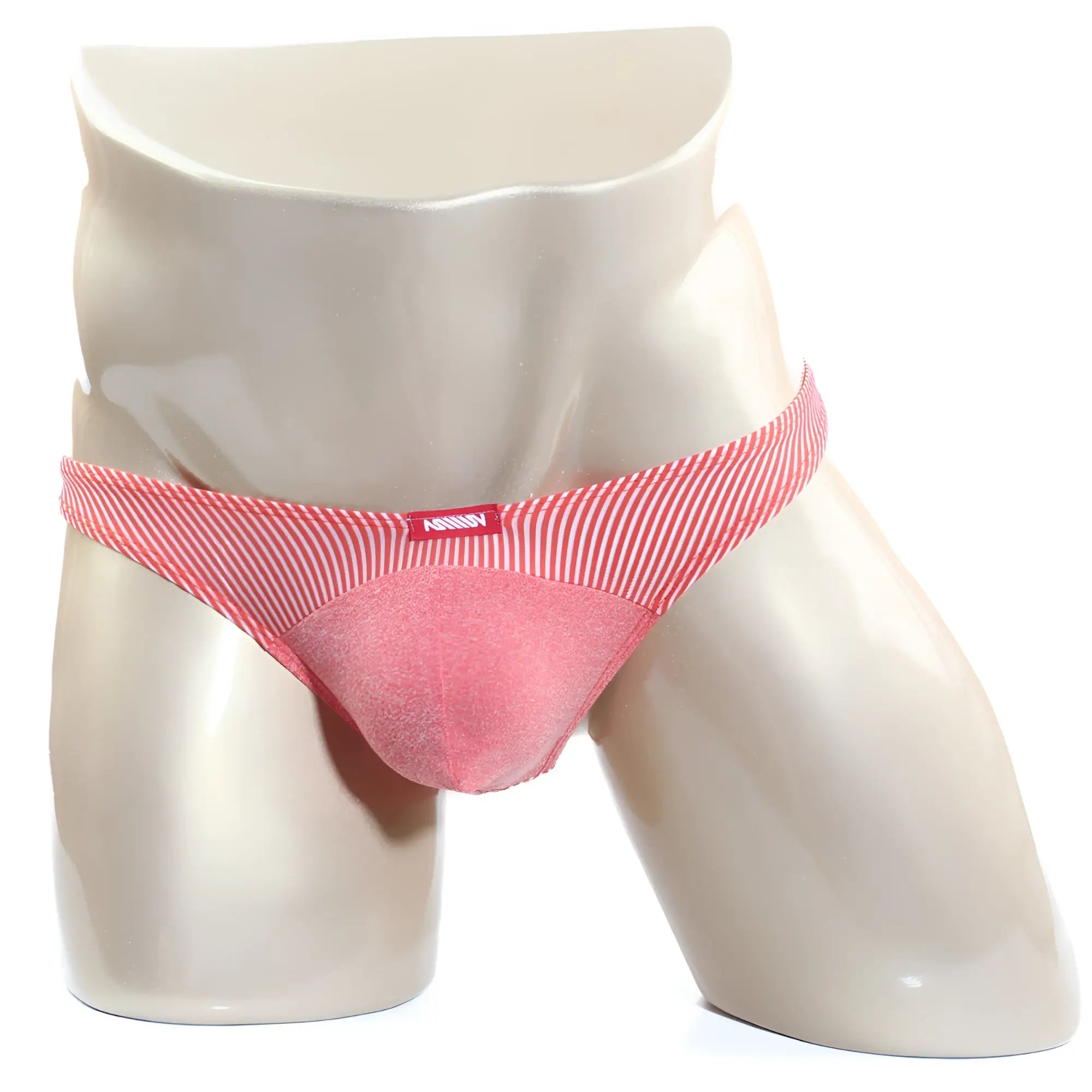 Metro male wear awesome thong orange 2302-s02 pink striped cotton briefs with a textured front panel