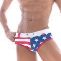 Metro malewear bandera swim brief 4916-91 american flag themed red white and blue swim trunks for men