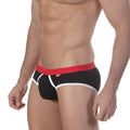 MetroMaleWear Bare lowrise brief in black features a red waistband white trim and Puma logo on the side