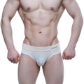 MetroMaleWear basic brief nude 5003-07 white men’s briefs with subtle gray logo on waistband in soft cotton fabric