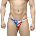 Metro malewear batalla hip bikini thong in red white and blue with a distressed vintage american flag design