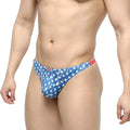 MetroMaleWear Batalla thong 2302-95 in blue star pattern with red trim and small brand tag