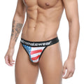 Metro malewear batalla thong 2912-90 american flag themed men’s briefs with black branded waistband front view