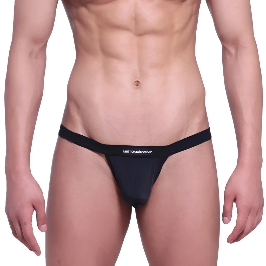 Black metromalewear big pouch thong with sleek minimalist design and comfortable stretch fabric for daily wear