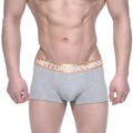 MetroMaleWear body boxer brief gray heathered with gold elastic waistband and metromalewear logo in white lettering