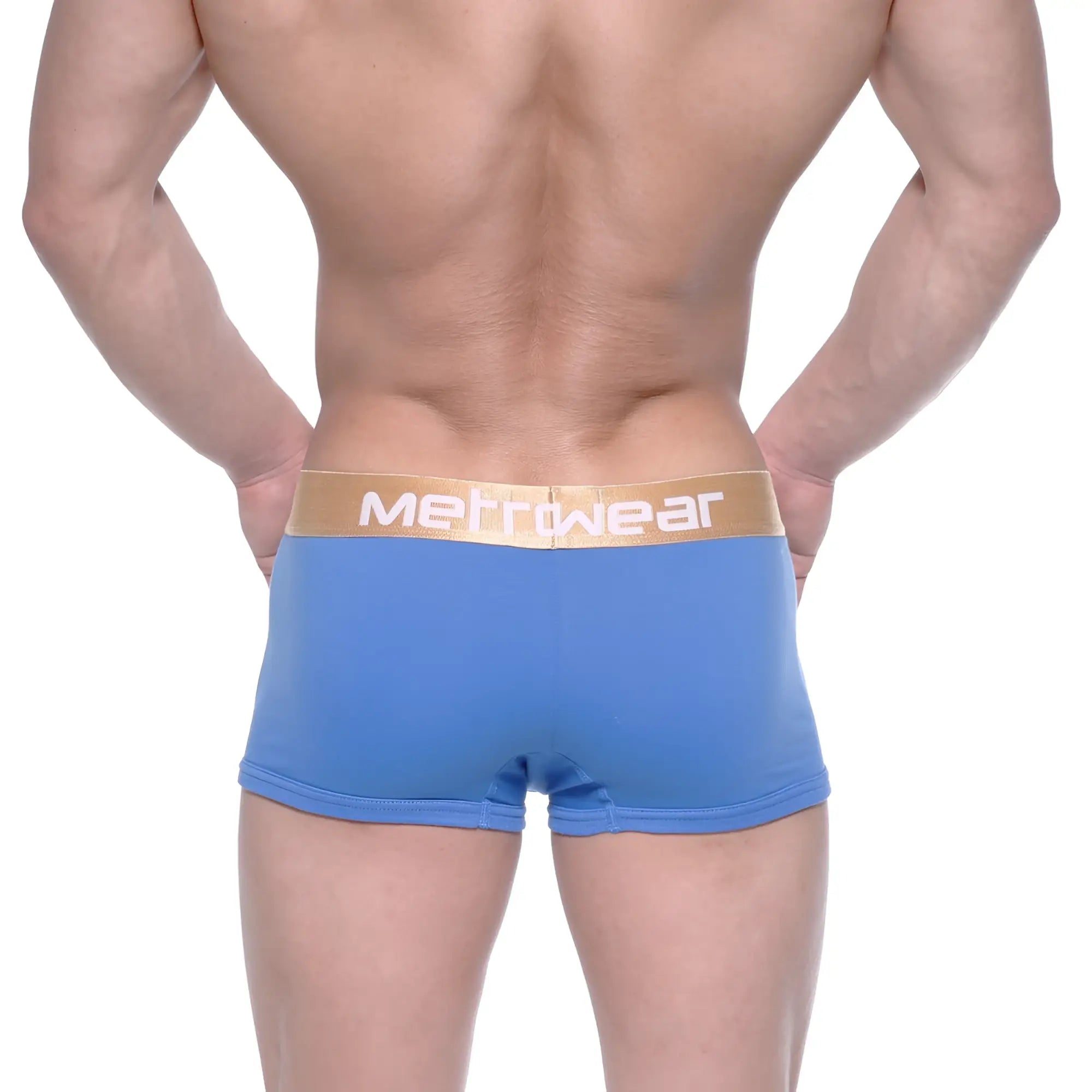 Metro malewear body boxer brief royal blue 1023 18 featuring blue fabric and gold meltwear logo waistband