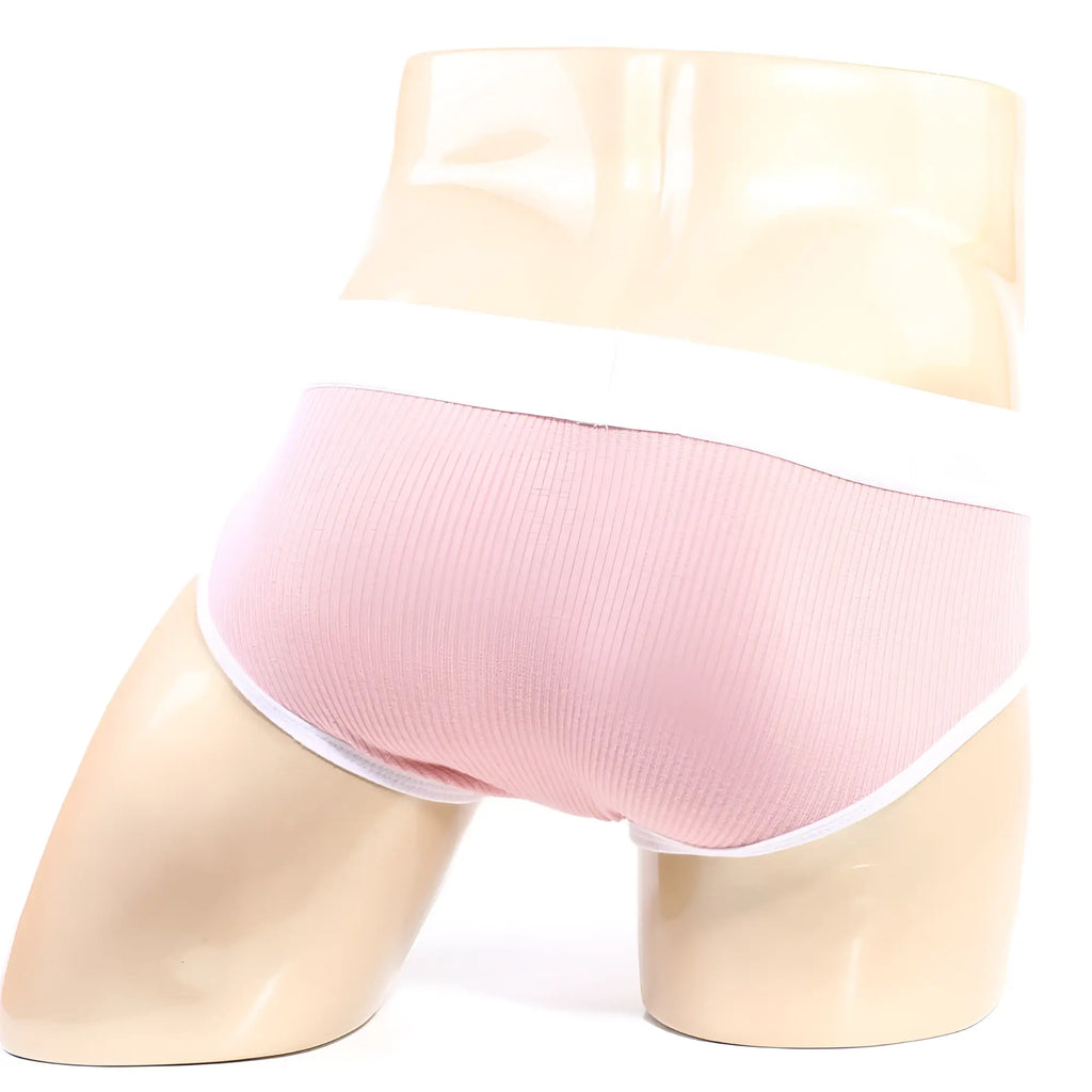 MetroMalewear bold ribbed briefs pink 1103-14 in pink with white trim made from ribbed fabric for comfortable wear