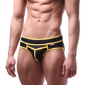 MetroMaleWear bold swim brief yellow 4961-15 with black and yellow geometric design for athletic use