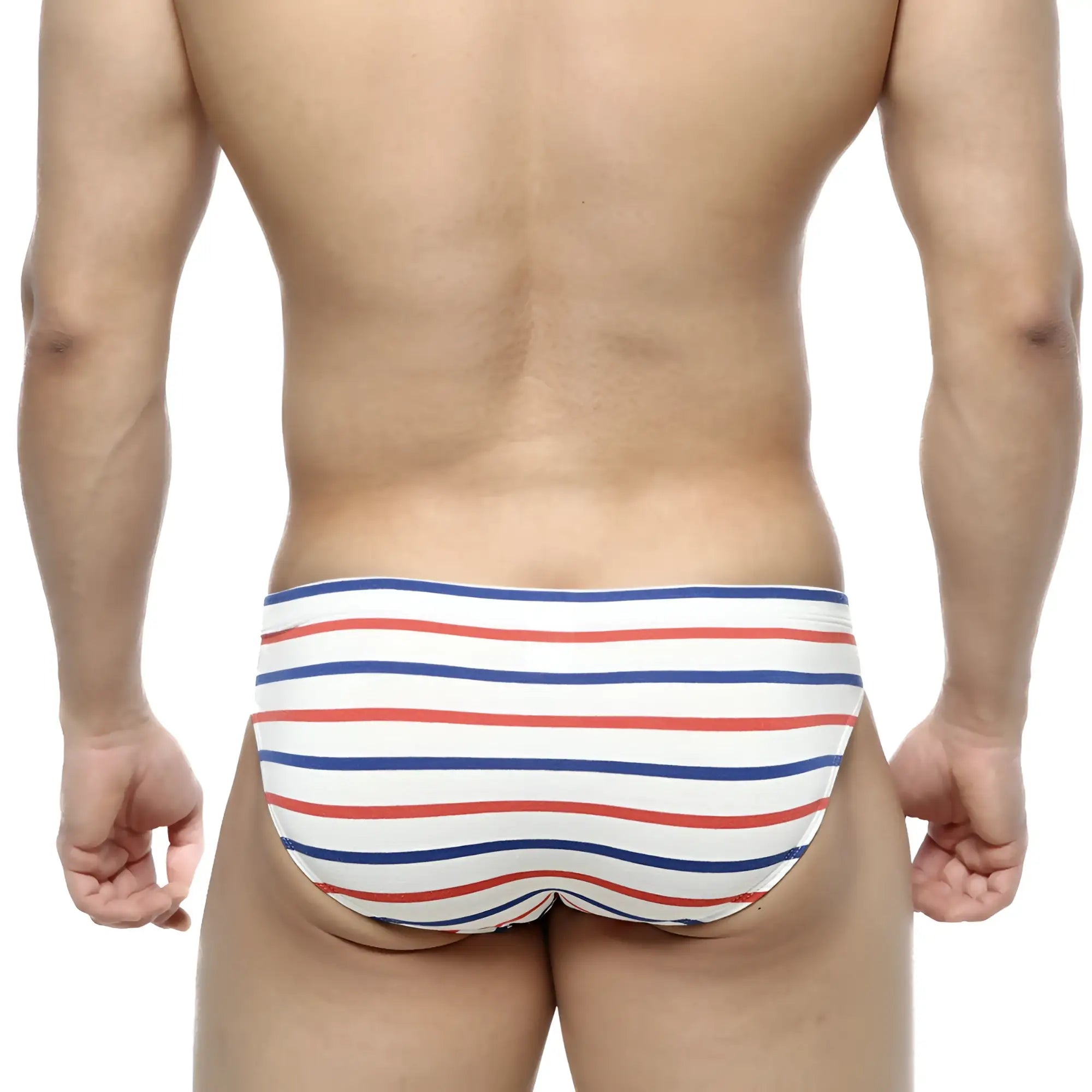 MetroMaleWear Bosco Bikini 5103-15 red blue and white striped men’s briefs with comfortable fit and breathable fabric